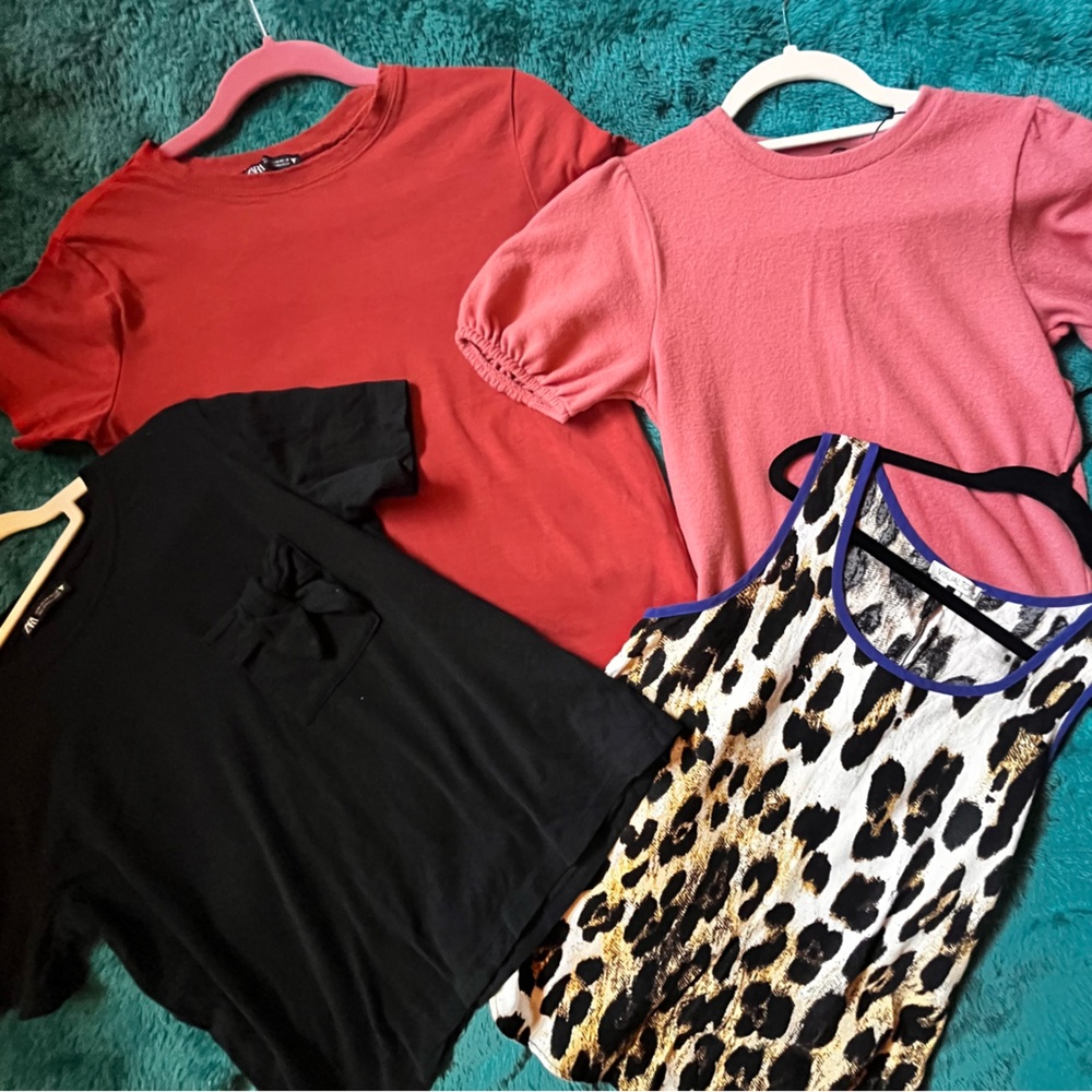 Stylish women Shirt Set - Red, Pink, Black, and Leopard Print